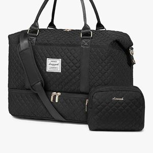 Black Quilted Women's Bag Set